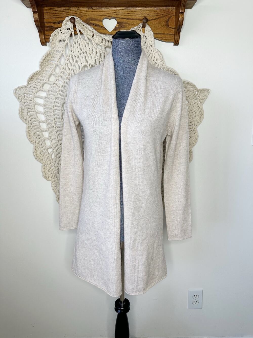 Beryll Cashmere Long Duster Cardigan Sweater One Size In Cream